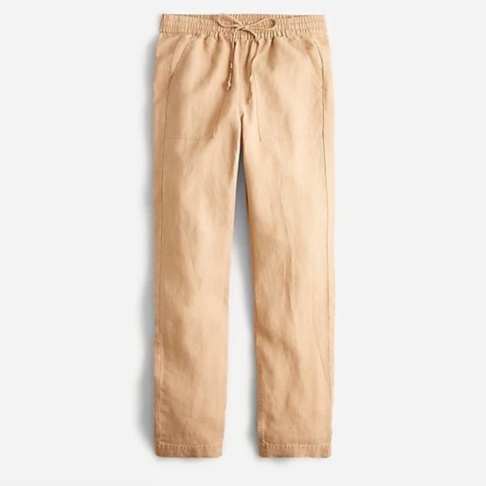 J Crew New Seaside Pant in Linen Blend, size M, Almond Biscotti, NWT